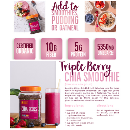 Unleash Your Potential with Organic Chia Seeds 2 lbs (32 Oz)! Now only $9.90, buy two, get one free!🌱