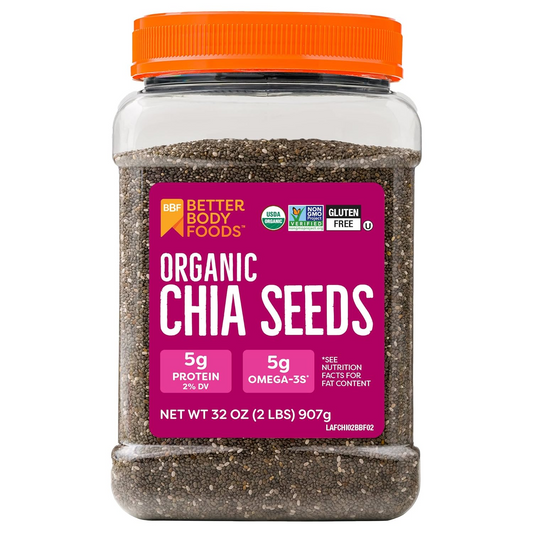 Unleash Your Potential with Organic Chia Seeds 2 lbs (32 Oz)! Now only $9.90, buy two, get one free!🌱